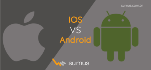 Android ou iOS: Imagem demonstrativa com os símbolos da Apple e do Android.